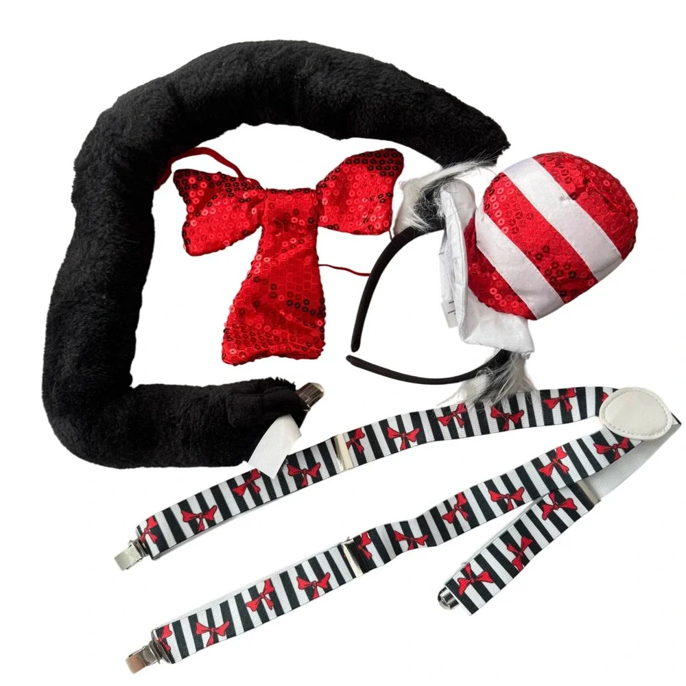 Cat in the Hat Deluxe Costume Kit Bowtie Headband Suspenders‎